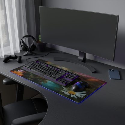 Nature Odyssey LED Gaming Mouse Pad with customizable RGB lighting and non-slip base.