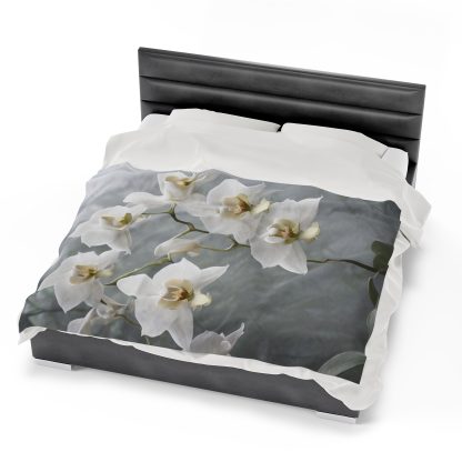 Velveteen Plush Blanket |Ghost Orchids | EI Home Decor - Image 6