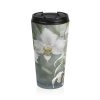 EI Stainless Steel Travel Mug with Ghost Orchids design, 15oz insulated for coffee and tea lovers.