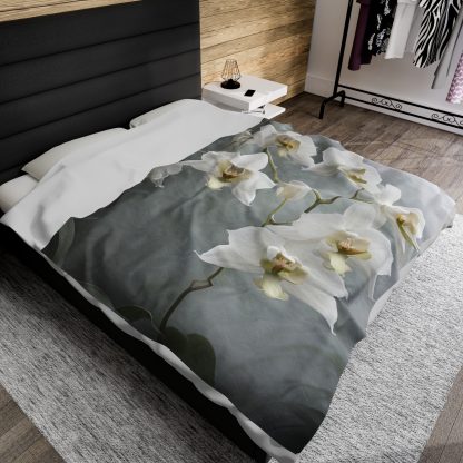 Velveteen Plush Blanket |Ghost Orchids | EI Home Decor - Image 4