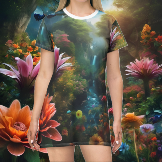 Enchanted Blossom Dreamscape T-Shirt Dress | EI Apparel