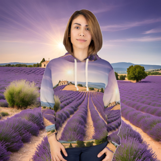 Nature’s Haven Unisex Pullover Hoodie with tranquil all-over landscape print.