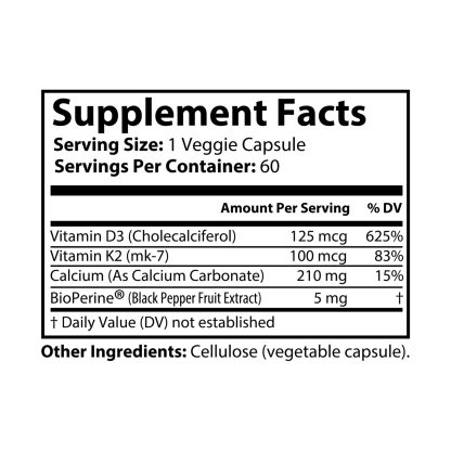 Vitamin K2 + D3 Supplement | 60 Capsules - Image 7