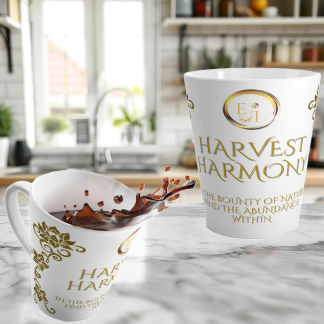 SoS13 Harvest Harmony latte mug in white.