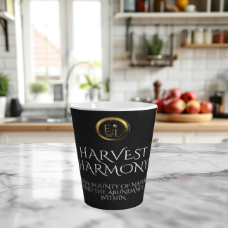 SoS14 Harvest Harmony latte mug in black.