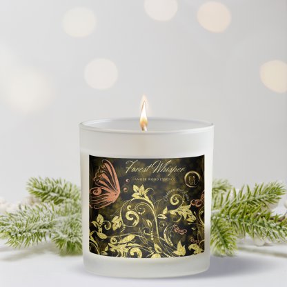 Amber Wood Essence Candle | Oakmoss and Amber | Luxury Frosted Candle 11oz - Image 3