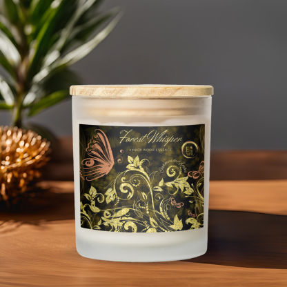 Amber Wood Essence Candle | Oakmoss and Amber | Luxury Frosted Candle 11oz - Image 4