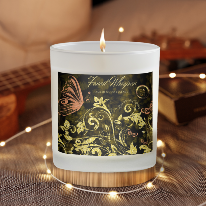 Amber Wood Essence Candle | Oakmoss and Amber | Luxury Frosted Candle 11oz - Image 5