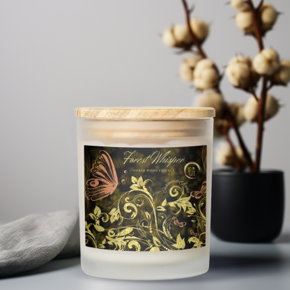 Amber Wood Essence Candle | Oakmoss and Amber | Luxury Frosted Candle 11oz - Image 6