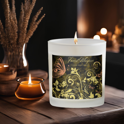 Amber Wood Essence Candle | Oakmoss and Amber | Luxury Frosted Candle 11oz - Image 7