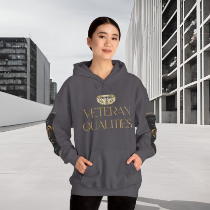 Veteran Qualities Warrior Two | Charcoal Hoodie | Military and Service Tribute - Image 6