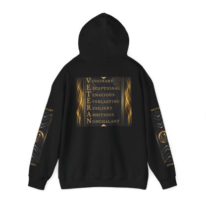 Veteran Qualities Leader One | Black Hoodie | Military and Service - Image 3