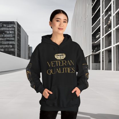 Veteran Qualities Leader One | Black Hoodie | Military and Service - Image 6