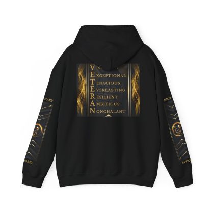 Veteran Qualities Leader One | Black Hoodie | Military and Service - Image 2