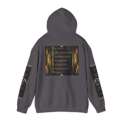 Veteran Qualities Warrior Two | Charcoal Hoodie | Military and Service Tribute - Image 3