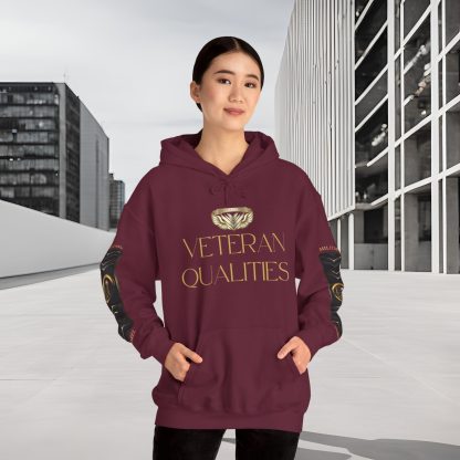 Veteran Qualities Leader Five | Maroon Hoodie | Military and Service Tribute - Image 6