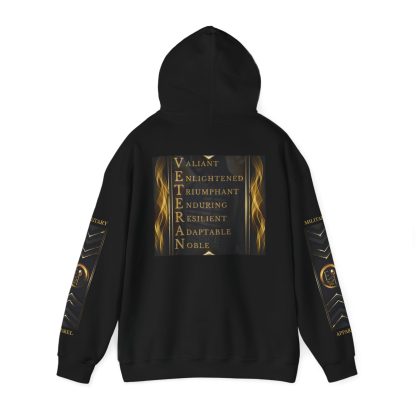 Veteran Qualities Warrior One | Black Hoodie | Strength and Resilience - Image 3