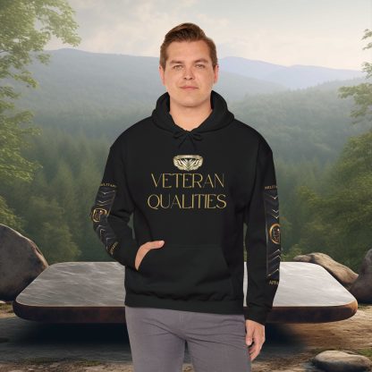 Veteran Qualities Leader One | Black Hoodie | Military and Service - Image 9