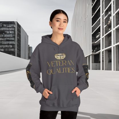 Veteran Qualities Leader Two | Charcoal Hoodie | Military and Service Tribute - Image 6