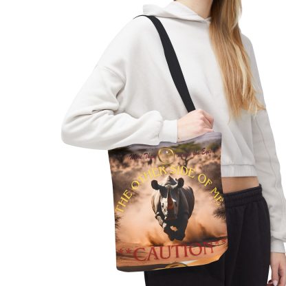 Bold Caution Tote Bag | Other Side of Me Rhino Tote | AOP Tote - Image 7