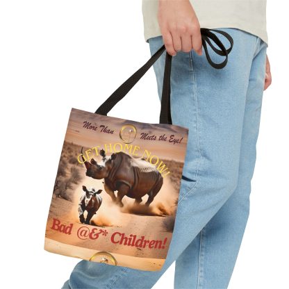 Humorous Rhino Tote Bag | Get Home Now Rhino Bag | AOP Tote - Image 3