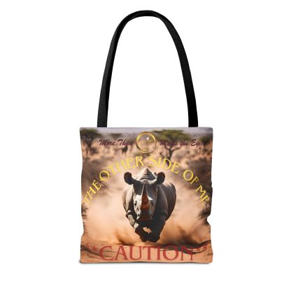 Bold Caution Tote Bag | Other Side of Me Rhino Tote | AOP Tote - Image 2