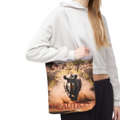 Bold Caution Tote Bag | Other Side of Me Rhino Tote | AOP Tote - Image 23