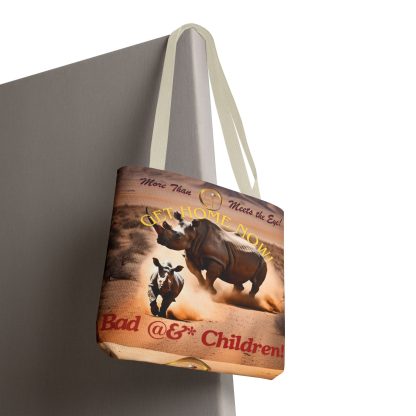 Humorous rhino tote bag