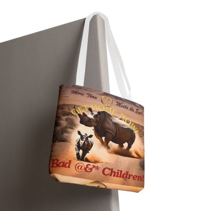 Humorous Rhino Tote Bag | Get Home Now Rhino Bag | AOP Tote - Image 24