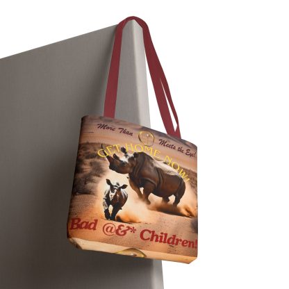 Humorous Rhino Tote Bag | Get Home Now Rhino Bag | AOP Tote - Image 16