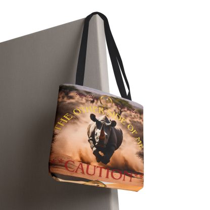 Bold Caution Tote Bag | Other Side of Me Rhino Tote | AOP Tote - Image 8