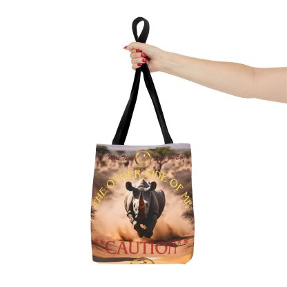 Bold Caution Tote Bag | Other Side of Me Rhino Tote | AOP Tote - Image 4