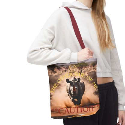 Bold Caution Tote Bag | Other Side of Me Rhino Tote | AOP Tote - Image 15