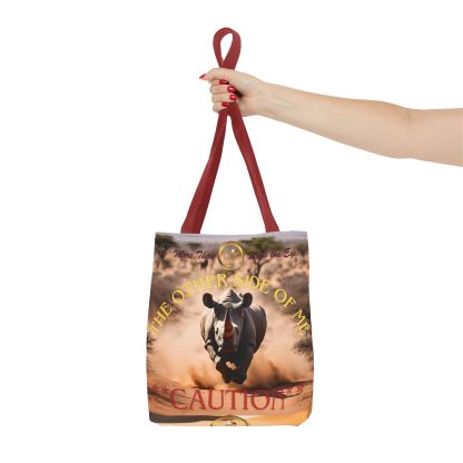 Bold Caution Tote Bag | Other Side of Me Rhino Tote | AOP Tote - Image 12