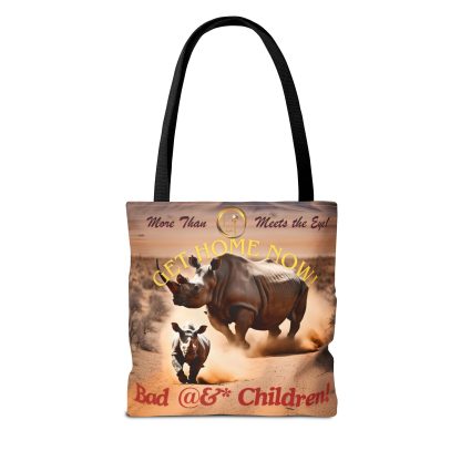 Humorous Rhino Tote Bag | Get Home Now Rhino Bag | AOP Tote - Image 2