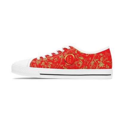 Bohemian Butterfly Red | White Trim Floral LowTops - Image 5