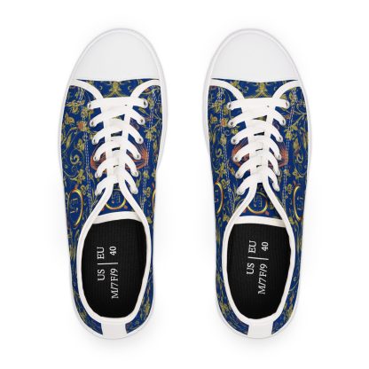 Bohemian Butterfly Dark Blue | White Trim Floral LowTops - Image 6