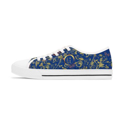 Bohemian Butterfly Dark Blue | White Trim Floral LowTops - Image 2