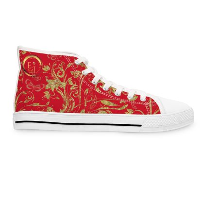 Floral Butterfly Dark Red | White Trim Bohemian HighTops - Image 4