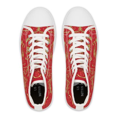 Floral Butterfly Dark Red | White Trim Bohemian HighTops - Image 2