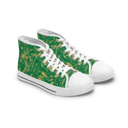 Floral Butterfly Green | White Trim Bohemian HighTops