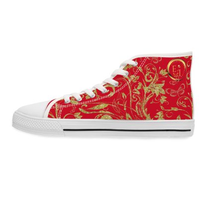 Floral Butterfly Dark Red | White Trim Bohemian HighTops - Image 5