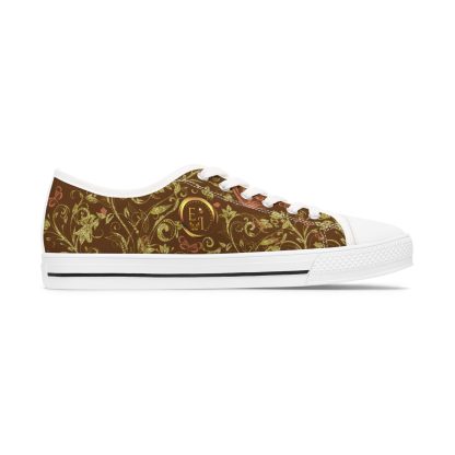 Bohemian Butterfly Brown | White Trim Floral LowTops - Image 3