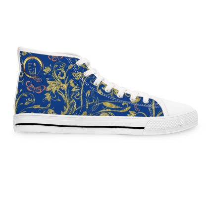 Floral Butterfly Dark Blue | White Trim Bohemian HighTops - Image 7