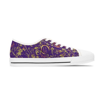 Bohemian Butterfly Purple | White Trim Floral LowTops - Image 3