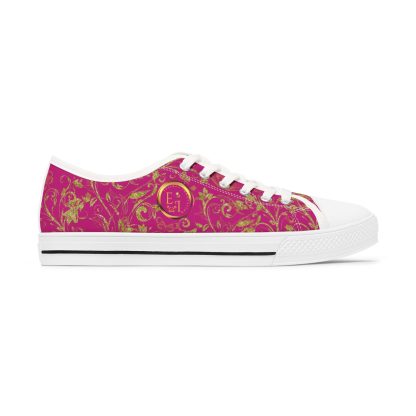 Bohemian Butterfly Pink | White Trim Floral LowTops - Image 4