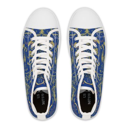 Floral Butterfly Dark Blue | White Trim Bohemian HighTops - Image 2