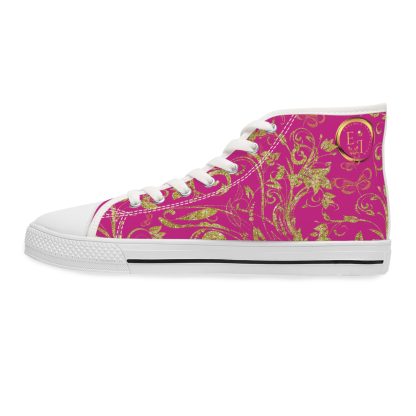 Floral Butterfly Pink | White Trim Bohemian HighTops - Image 5