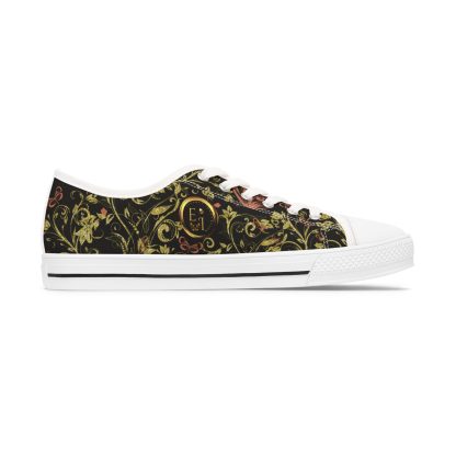 Bohemian Butterfly Black | White Trim Floral LowTops - Image 3