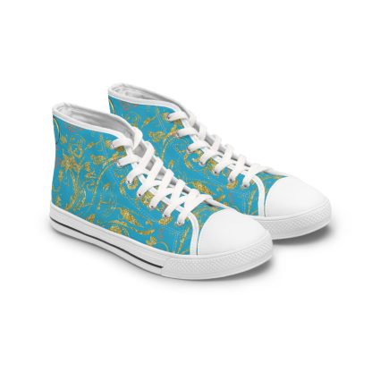 Floral Butterfly Turquoise | White Trim Bohemian HighTops